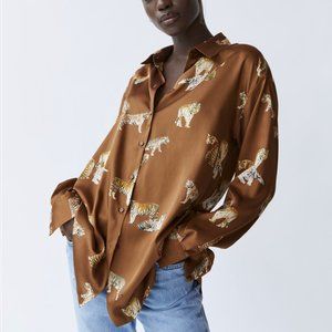 Zara Satin Effect Printed Blouse